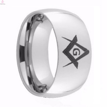 High Polished Silver Tungsten Steel Masonic Signet Rings